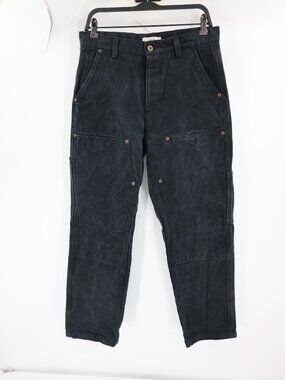 P & Co Jeans Mens 30 L28 Canvas Double Knee Carpenter Straight Fit Cotton Black